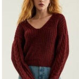 Burgundy pacsun oversized cropped sweater
